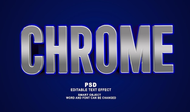 Chrome 3D bearbeitbarer Photoshop-Texteffektstil mit Premium-Hintergrund