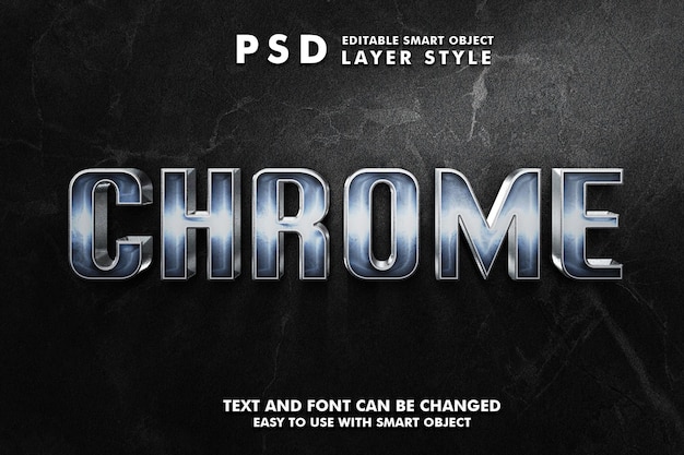 Chrome 3d Effet De Texte Réaliste Psd Premium Avec Objet Intelligent