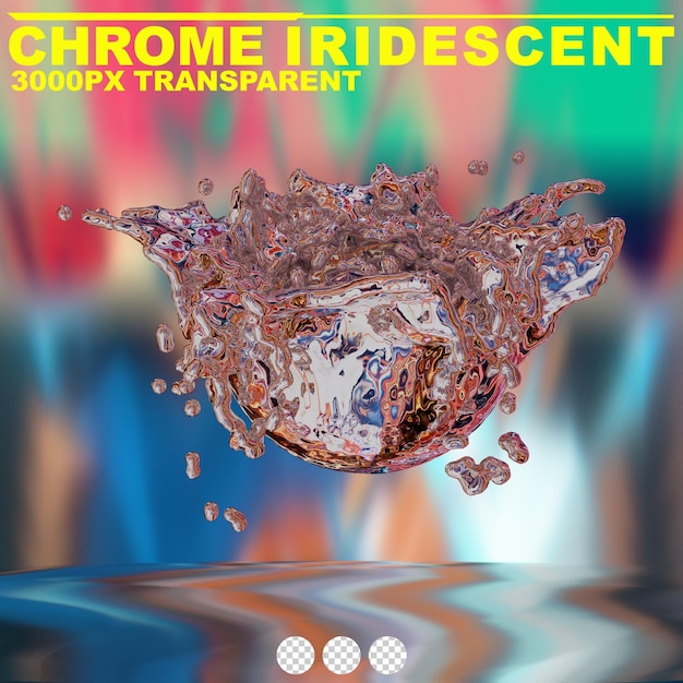 Le chrome fluide irisant futuriste forme métallique abstraite rendu 3D