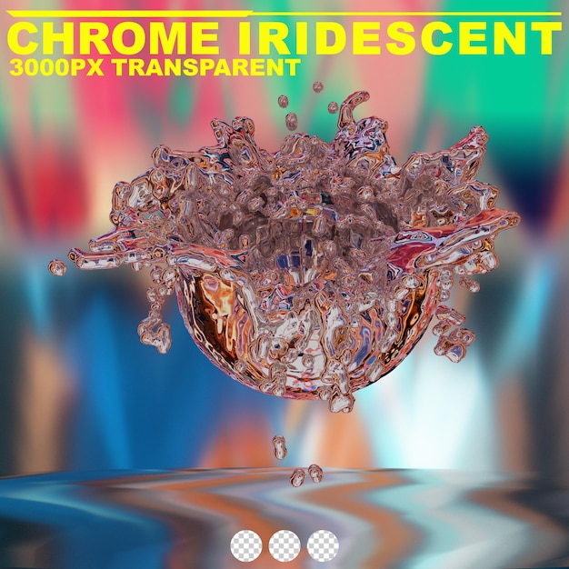 Le chrome fluide irisant futuriste forme métallique abstraite rendu 3D