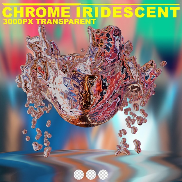 Le chrome fluide irisant futuriste forme métallique abstraite rendu 3D