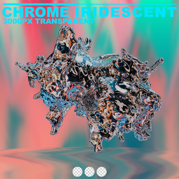 Le Chrome Fluide Irisant Futuriste Forme Métallique Abstraite Rendu 3d