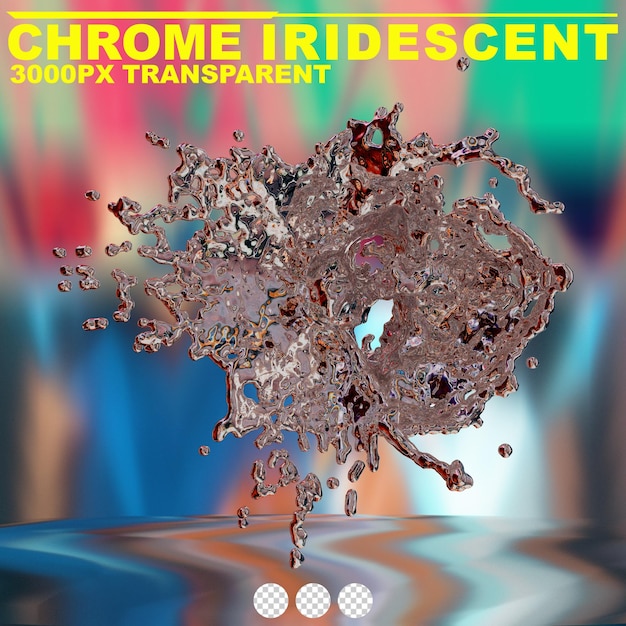 Le chrome fluide irisant futuriste forme métallique abstraite rendu 3D