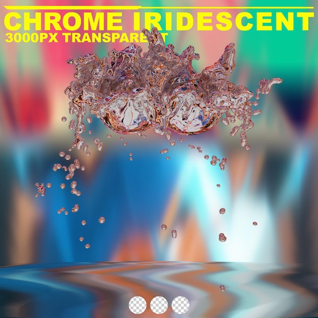 Le chrome fluide irisant futuriste forme métallique abstraite rendu 3D