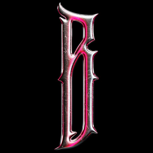 Chrome Letter B with Pink Accents