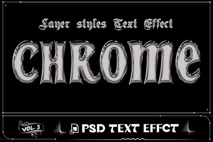 PSD chrome text-effekt bearbeitbares psd photoshop