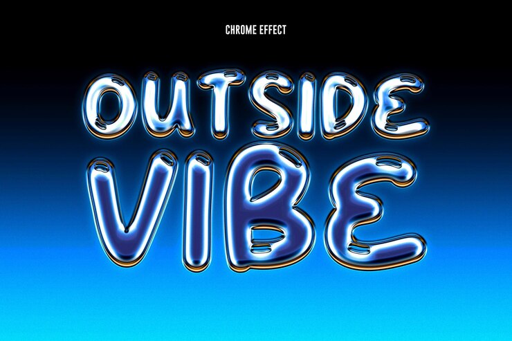 PSD chrome-text-effekt-render-vorlagen-design