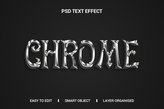 Chrome-Texteffekt auf schwarzem Hintergrund