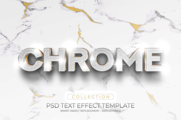 Chromgold glänzender texteffekt und logovorlage für mockups
