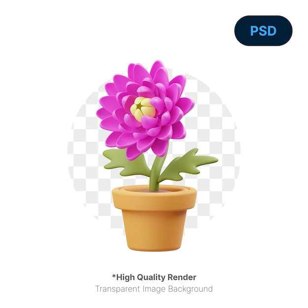 PSD chrysanthemum 3d icon premium psd (en inglés)