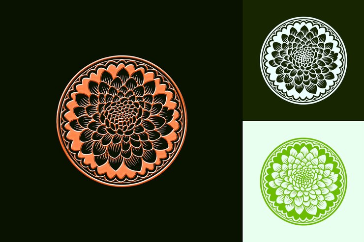 PSD chrysanthemum flower icon flower emblem com desenhos vetoriais únicos decorativos, ondulados e inspirados na natureza