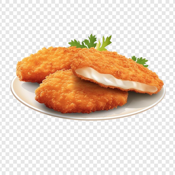 PSD chuleta empanizada schnitzel aislada sobre fondo transparente