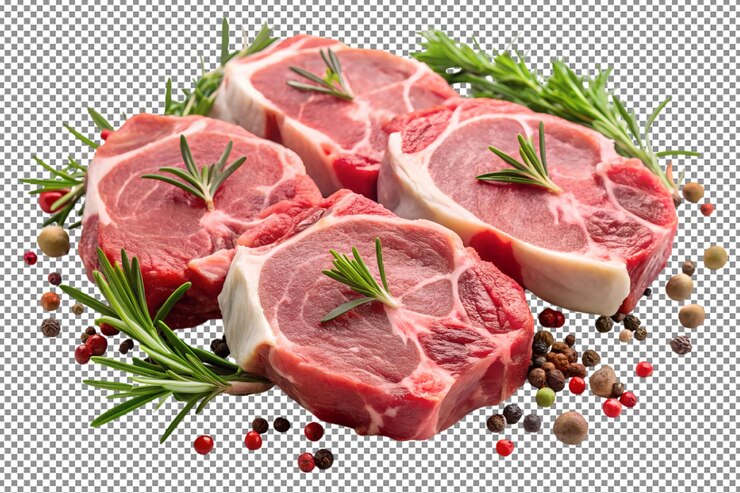 PSD las chuletas de carne cruda fresca dan sabor a sus platos