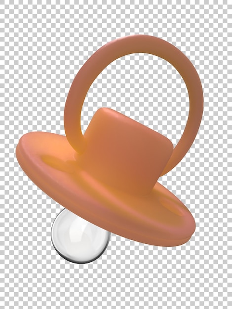 Chupete de bebé en la ilustración de renderizado 3d de fondo transparente