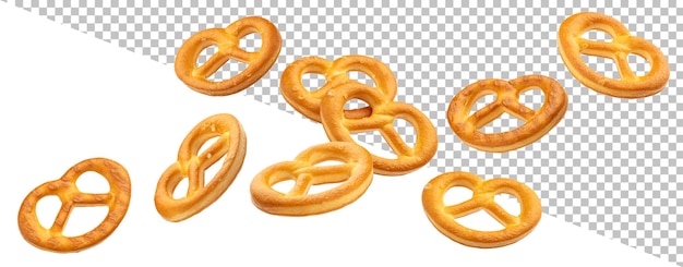 Chute de bretzels salés isolés