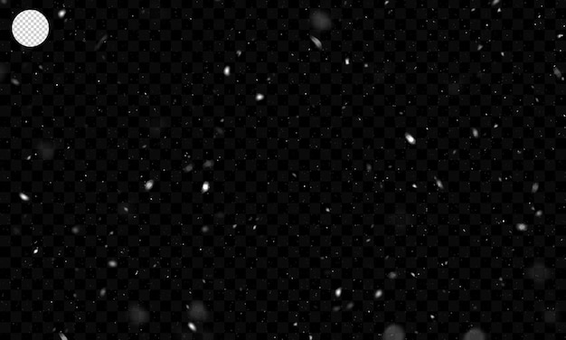 Chute de neige. Hiver flou. Neige sur fond transparent