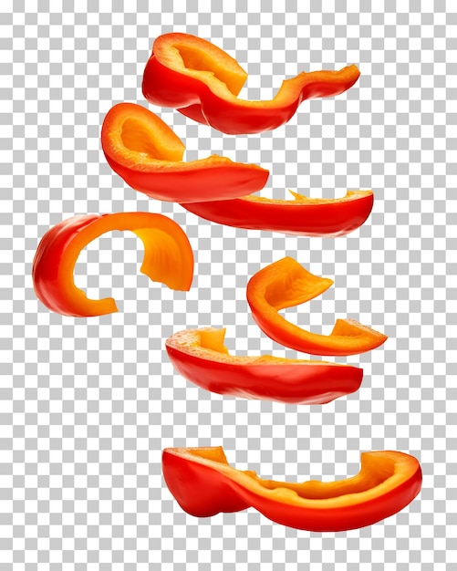 Chute De Tranches De Poivron Doux Paprika Isolé Sur Fond Transparent Png Psd