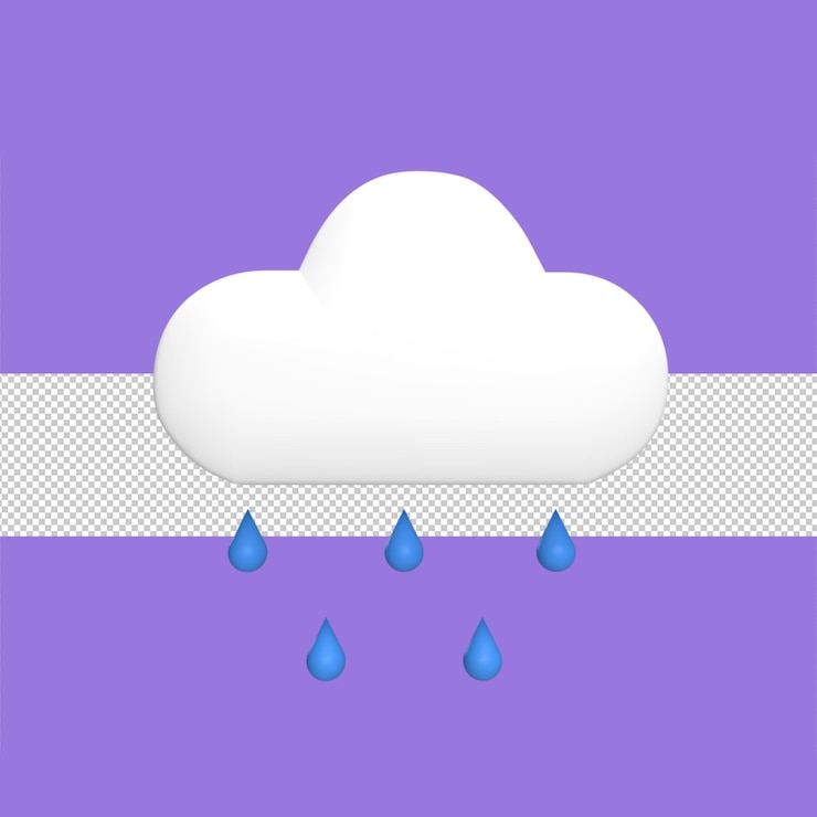 PSD chuva 3d ícone modelo conceito de estilo de desenho animado render ilustração