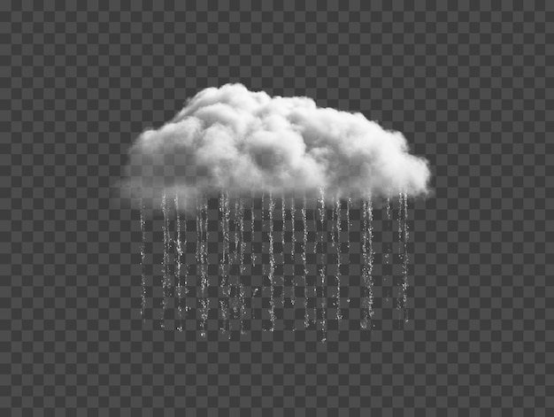 Chuva vindo de uma nuvem isolada em fundo transparente png psd