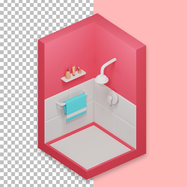 chuveiro de banheiro isométrico 3d renderizando fundo alfa