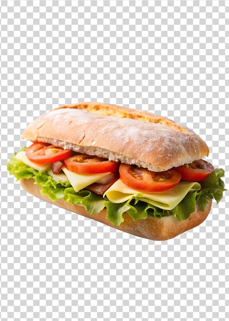 PSD ciabatta-sandwich auf durchsichtigem hintergrund