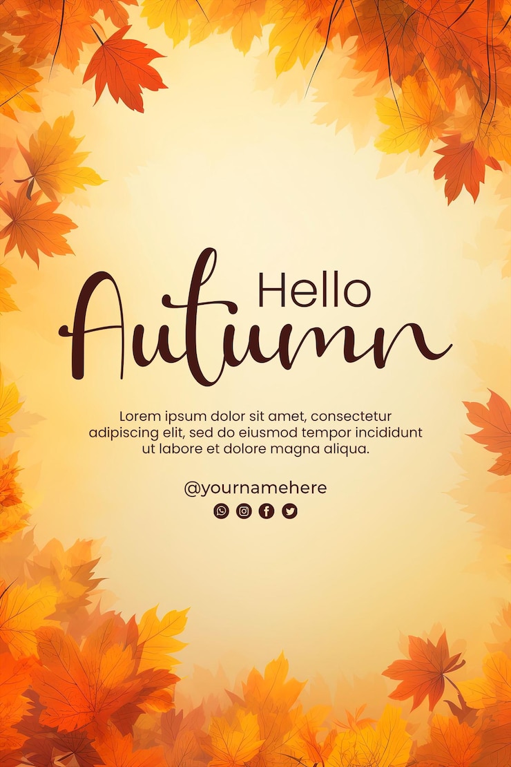 PSD ciao sfondo autunnale e poster autunnale