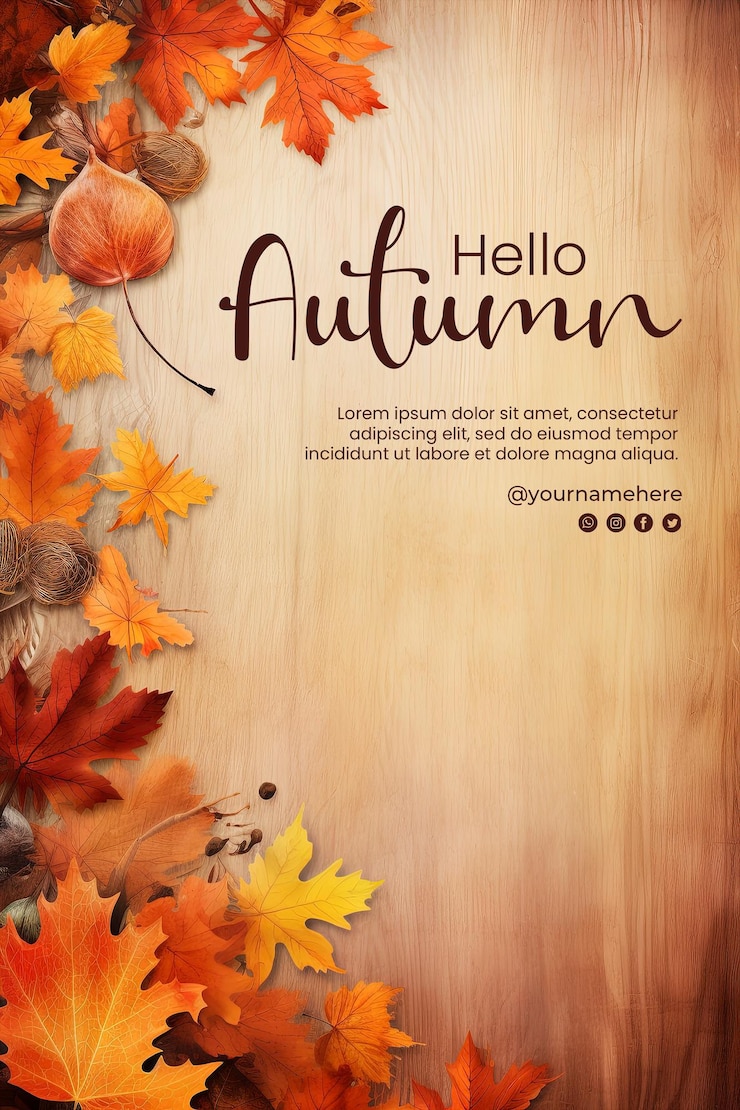 PSD ciao sfondo autunnale e poster autunnale