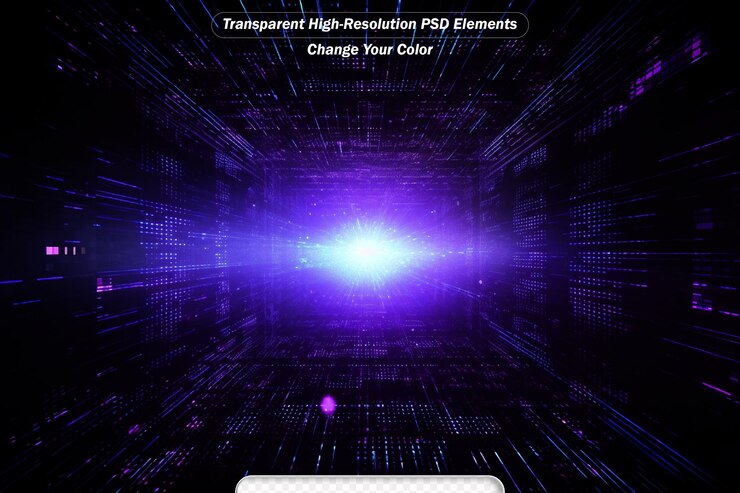 PSD ciberespacio digital con partículas y redes de datos digitales y conexiones de cadena de bloques