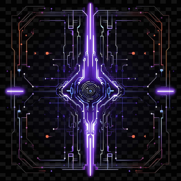 Cibernético Cyberpunk Líneas luminosas de neón Brazos robóticos Electr PNG Formas Y2K Artes de luz transparentes