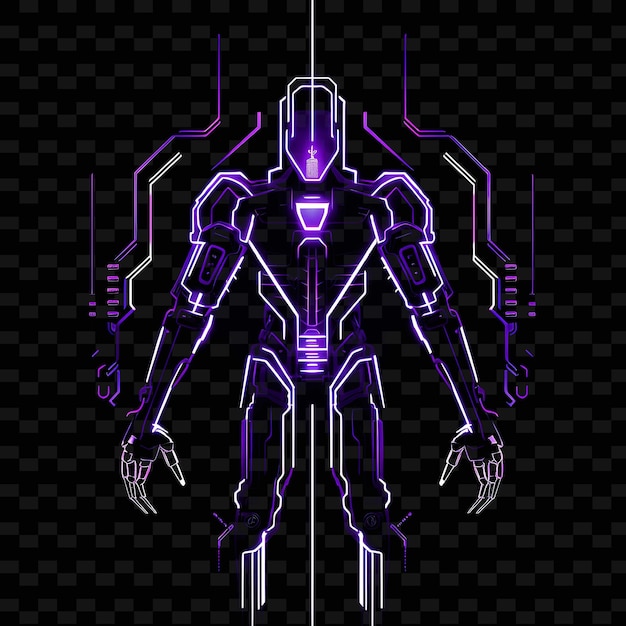 Cibernético Cyberpunk Líneas luminosas de neón Brazos robóticos Electr PNG Formas Y2K Artes de luz transparentes