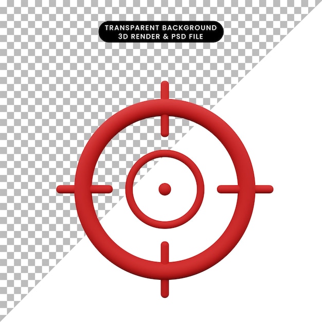 PSD cible de visée icône simple illustration 3d