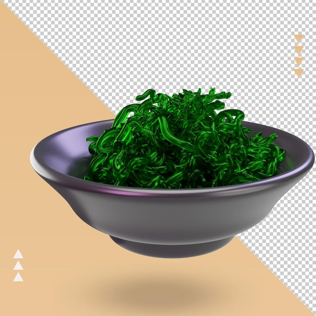 cibo asiatico 3d Chuka wakame rendering vista sinistra