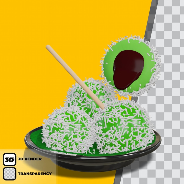 PSD cibo indonesiano klepon dessert fresco e dolce sano dall'indonesia