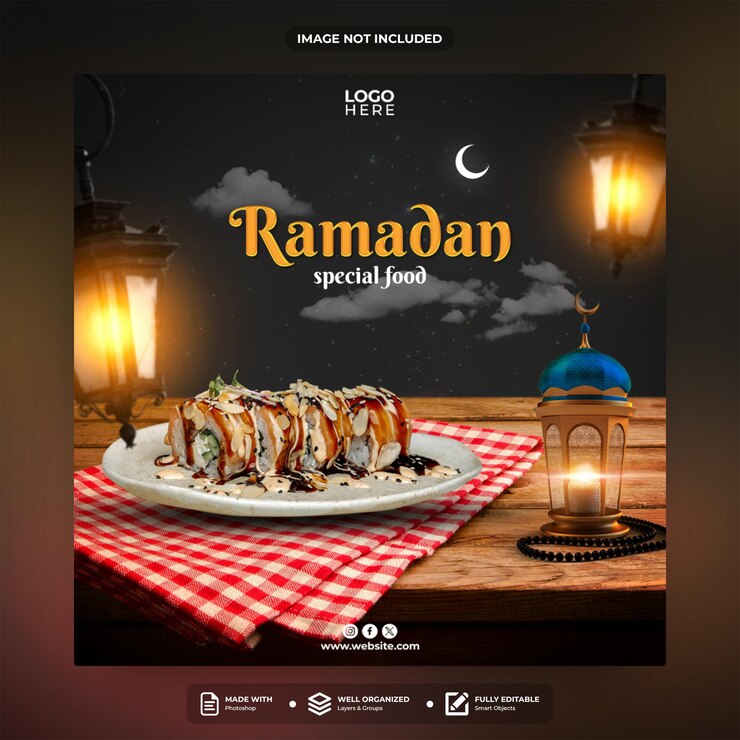 PSD cibo speciale di ramadan modello di post sui social media