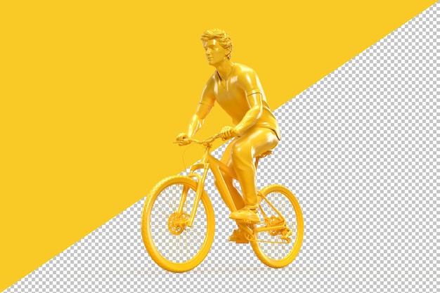 PSD ciclista andando de bicicleta em renderização 3d