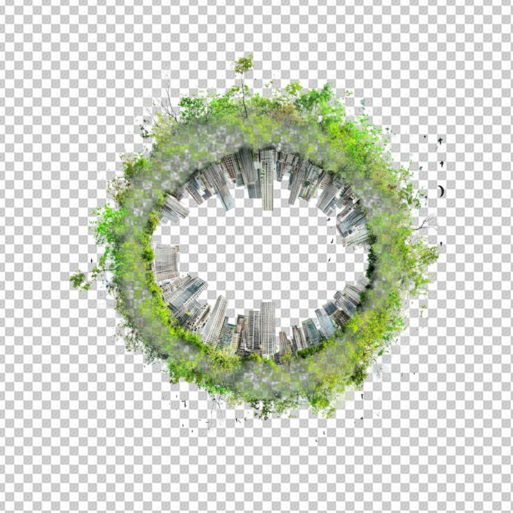 PSD ciclo abstrato de sustentabilidade em fundo transparente