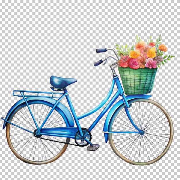 PSD ciclo con una canasta de flores en él