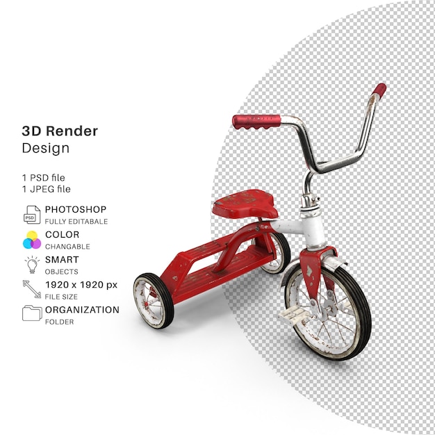 Ciclo sucio realista Modelado 3D Diseño PSD detallado