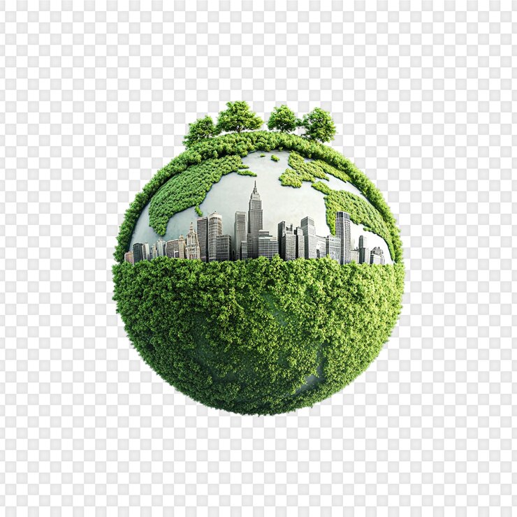 PSD cidade verde na terra isolada em um fundo transparente