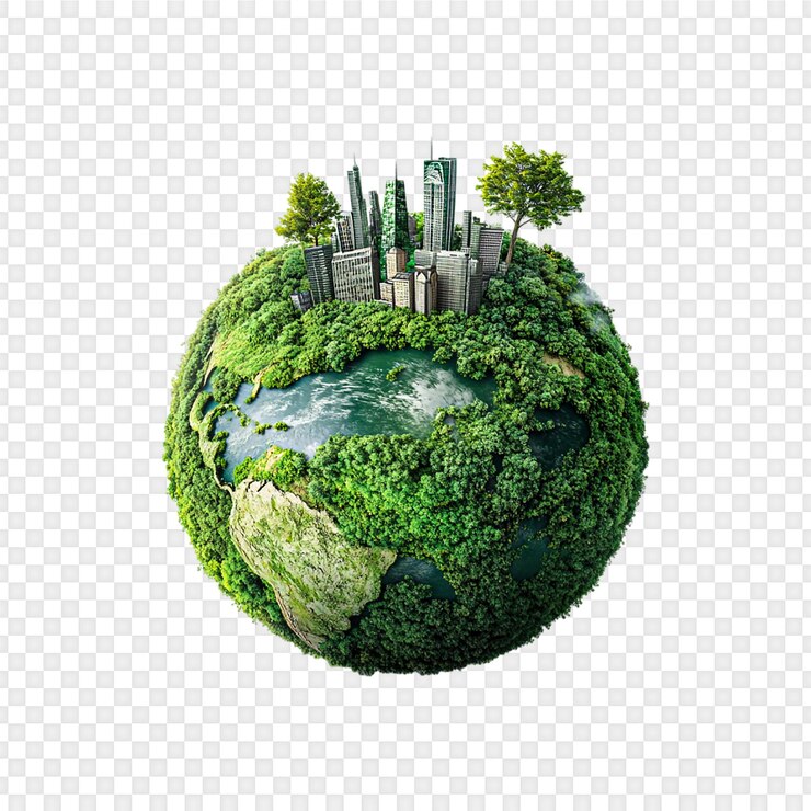PSD cidade verde na terra isolada em um fundo transparente