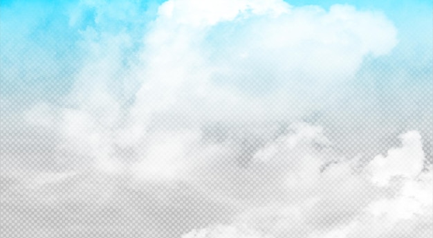 Un ciel bleu avec des nuages blancs isolé sur fond transparent