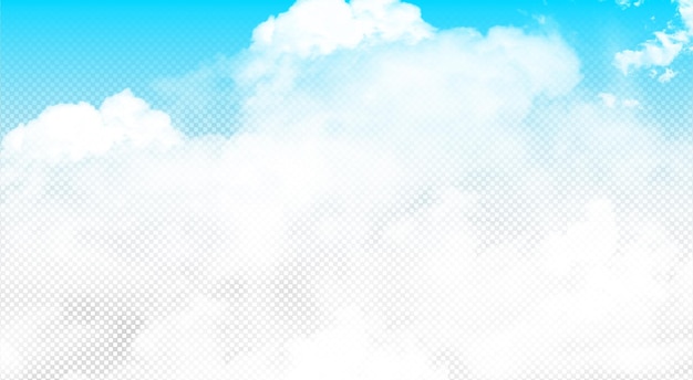 Un ciel bleu avec des nuages blancs isolé sur fond transparent