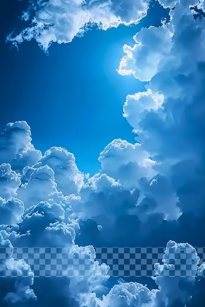 PSD un ciel bleu avec des nuages et un ciel bleue avec un soleil derrière lui