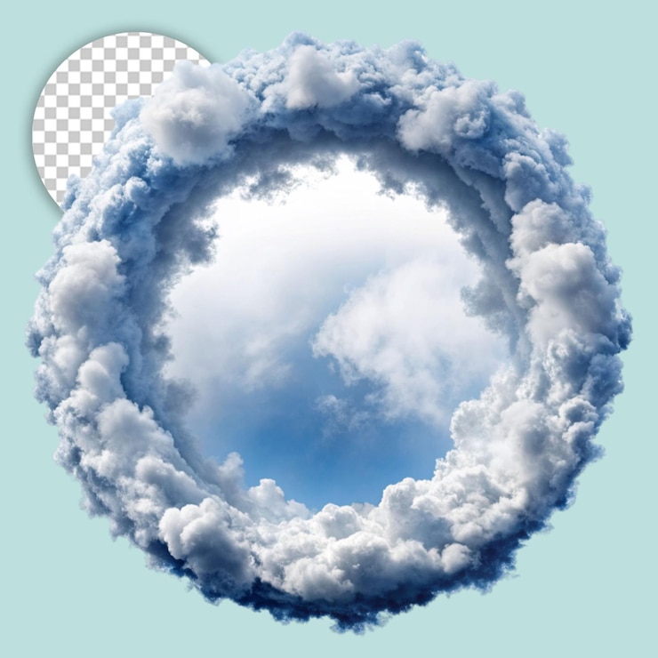 PSD el cielo azul, las nubes esponjosas, la naturaleza, la belleza vibrante.
