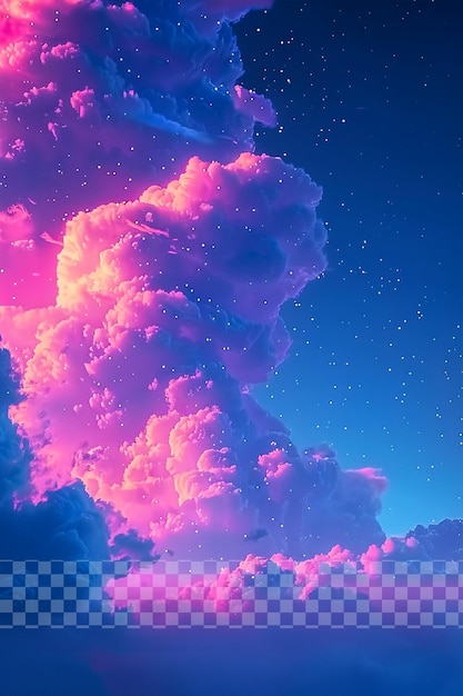 Cielo azul nubes rosadas estilo de dibujos animados sencillo en fondo transparente