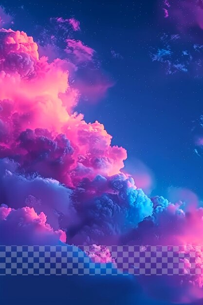 Cielo azul nubes rosadas estilo de dibujos animados sencillo en fondo transparente