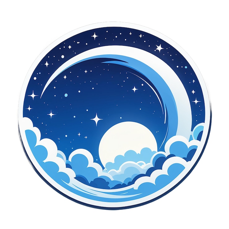 PSD el cielo azul profundo la luz de la luna blanca la etiqueta adhesiva