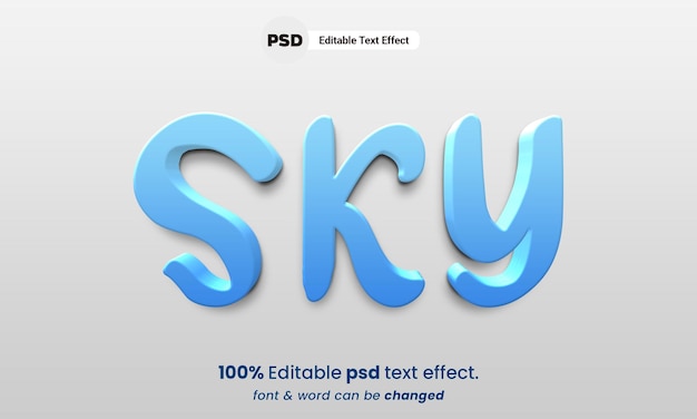 Cielo efecto de texto 3d estilo efecto de texto cielo premium