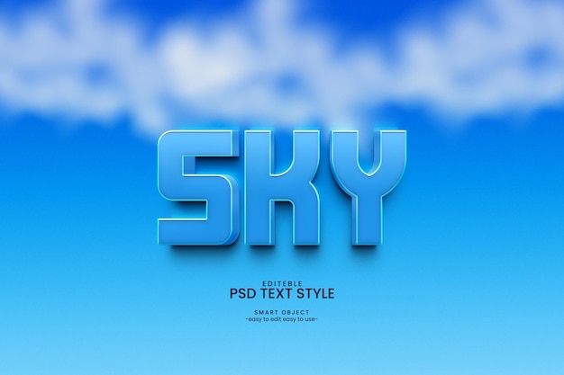 PSD cielo estilo de texto 3d