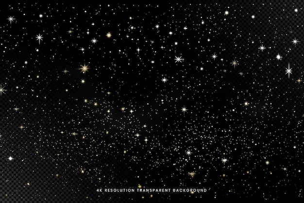 Cielo estrellado y brillante sobre fondo transparente